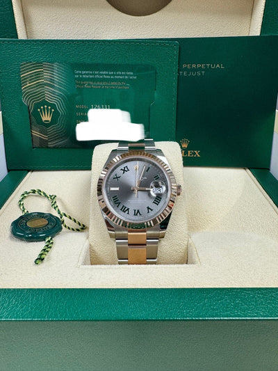 ROLEX DATEJUST 41, OYSTER, 41MM, OYSTERSTEEL AND EVEROSE GOLD, WIMBLEDON DIAL, OYSTER BRACELET, REF 126331