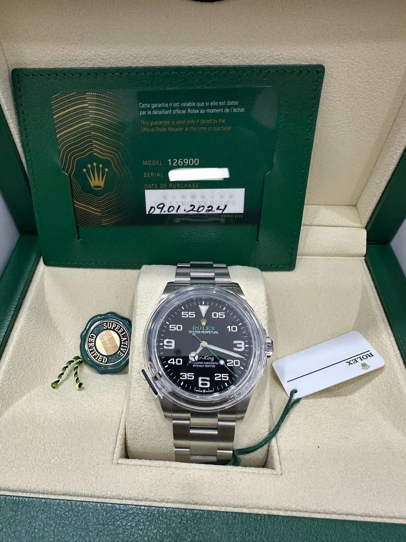 ROLEX OYSTER PERPETUAL AIR-KING BLACK DIAL 126900
