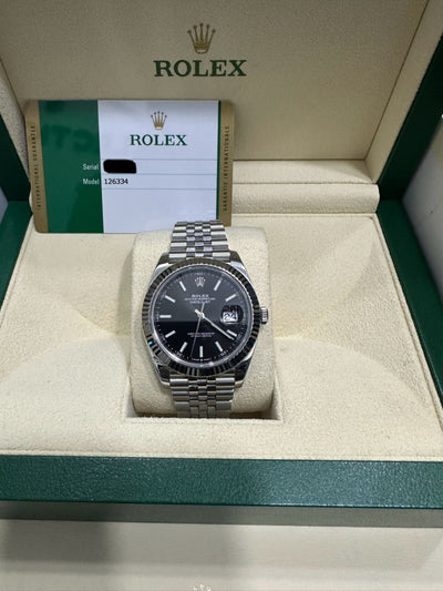 Rolex Datejust 41mm Black Stick Dial, Jubilee Band 126334 Pre-Owned (2019)