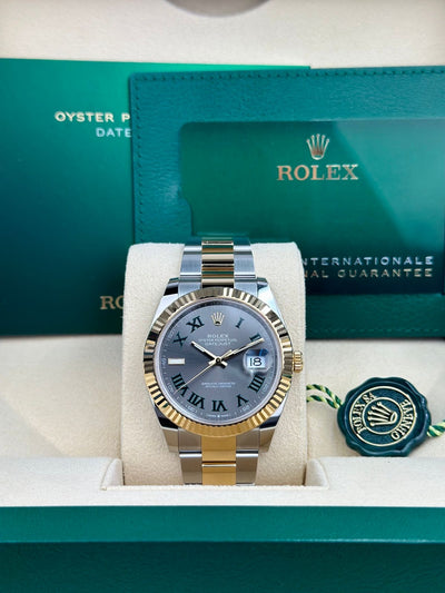 ROLEX DATEJUST 41, OYSTER BRACELET, TWO TONE (YELLOW GOLD), WIMBLEDON DIAL, 126333 PRE-OWNED