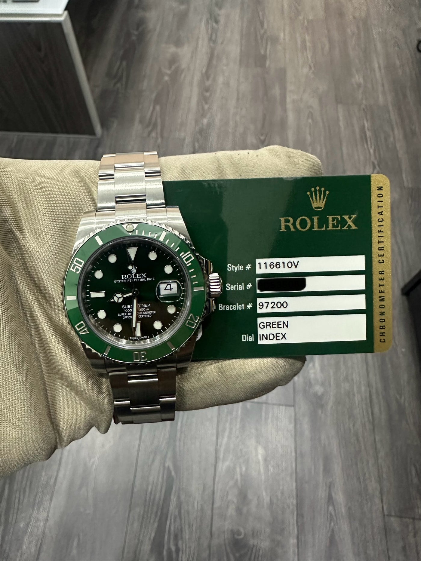 Rolex Submariner Hulk Green Dial Steel 116610v Pre owned Watch Boutique Miami