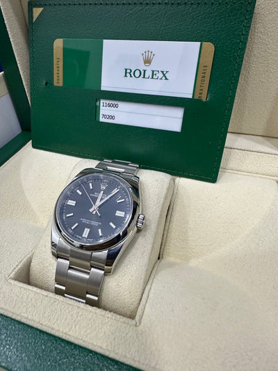 ROLEX OYSTER PERPETUAL 36, BLACK DIAL OYSTER BAND 116000 PREOWNED