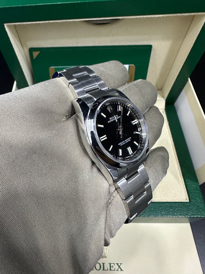 ROLEX OYSTER PERPETUAL 36, BLACK DIAL OYSTER BAND 116000 PREOWNED