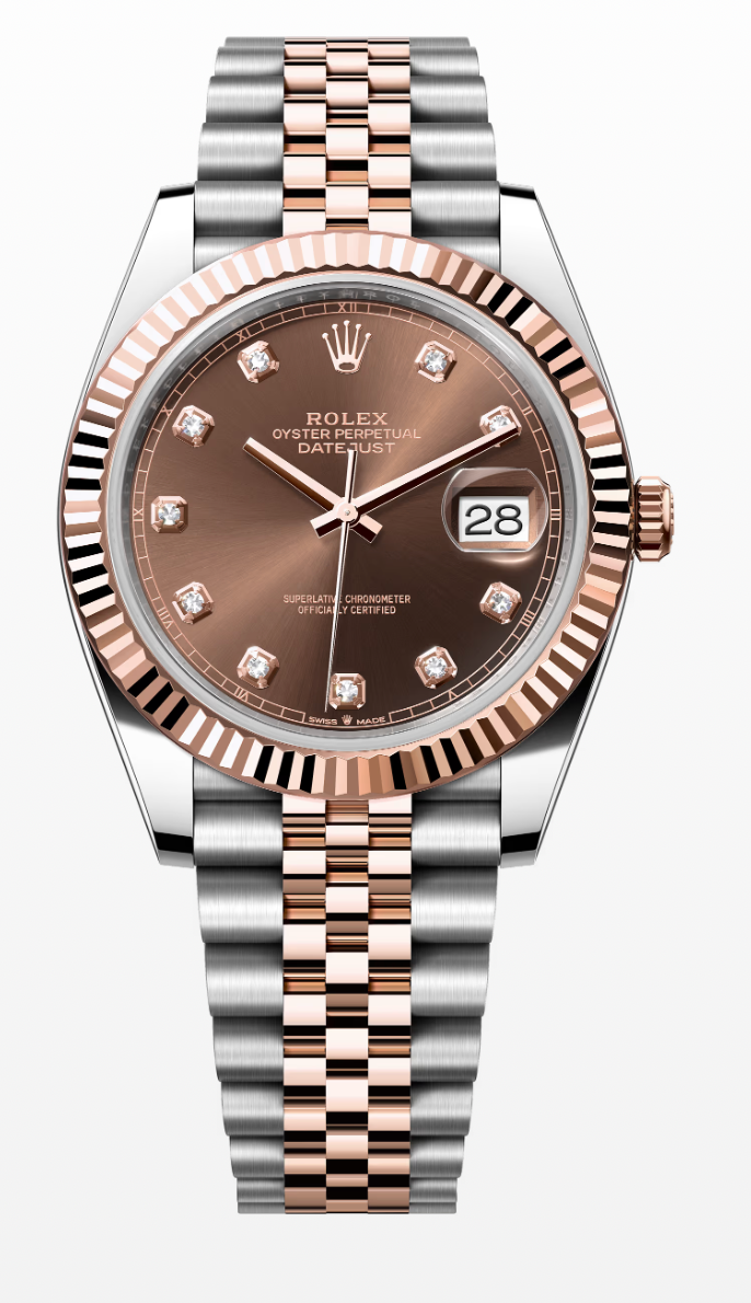 ROLEX DATEJUST 41, OYSTER, 41 MM, OYSTERSTEEL AND EVEROSE GOLD, CHOCOLATE DIAMIND DIAL, JUBILEE BRACELET, REF 126331