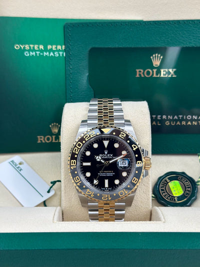 Rolex GMT II, Jubilee Bracelet, Black Dial, 40mm, Oystersteel and yellow gold, ref. 126713GRNR