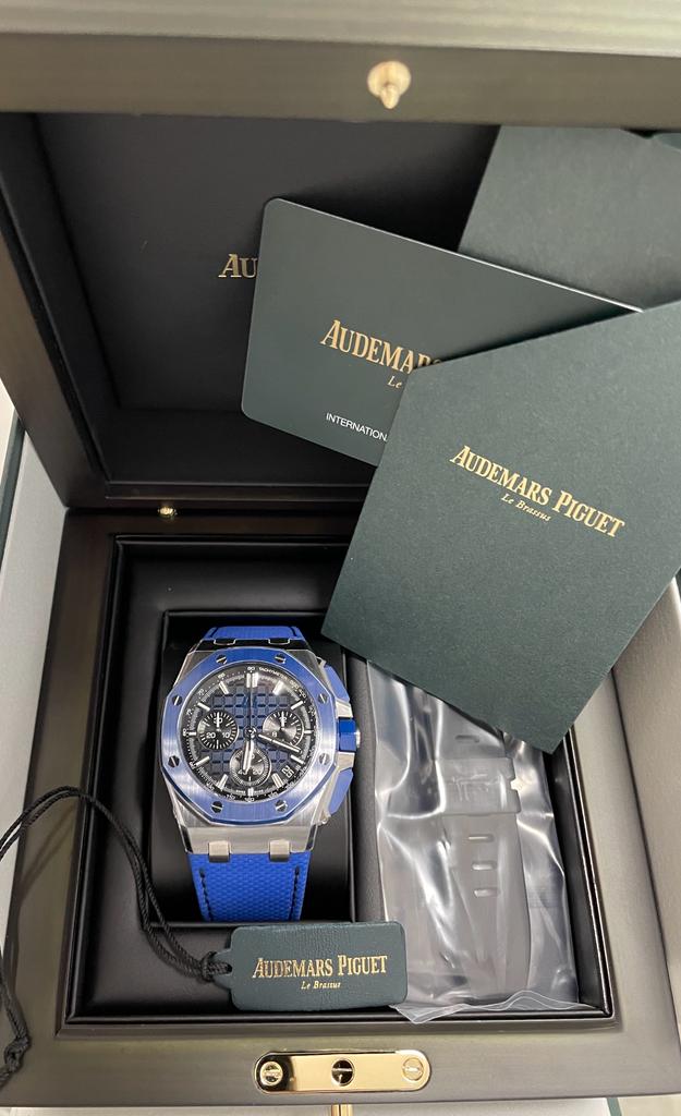 Audemars Piguet Royal Oak Offshore Selfwinding Chronograph, Smoked Blue Dial, Black ceramic case and Blue ceramic bezel, 26420CE.OO.A043VE.01