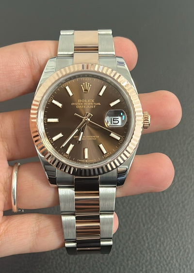 Rolex Datejust 41, oyster, 41mm, Oystersteel and everose gold, Chocolate dial, Oyster bracelet, ref 126331