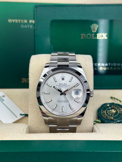 Rolex Datejust 41, Oyster, 41 mm, Oystersteel, Silver stick Dial, Oyster Bracelet, 126300