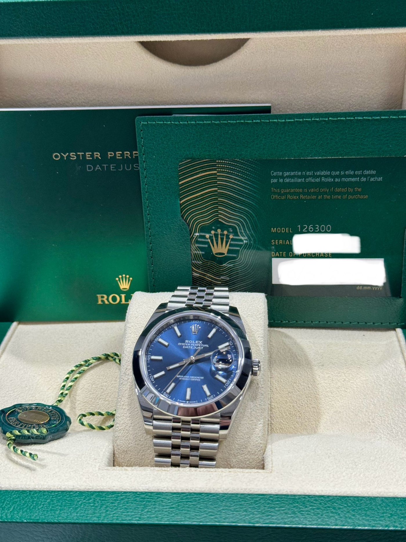 Rolex Datejust 41, Oyster, 41 mm, Oystersteel, Bright Blue Stick Dial, Jubilee Bracelet, 126300