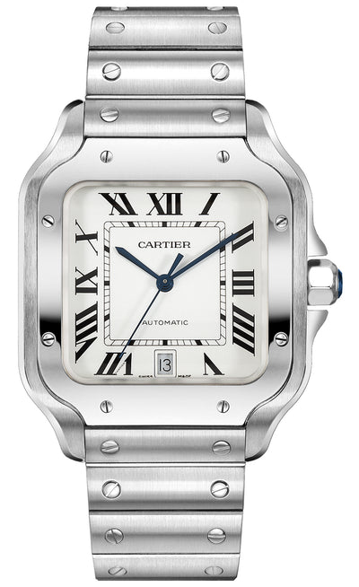 Cartier Santos, Large, 39.8 mm, Silvered opaline dial, Steel, referencia WSSA0018
