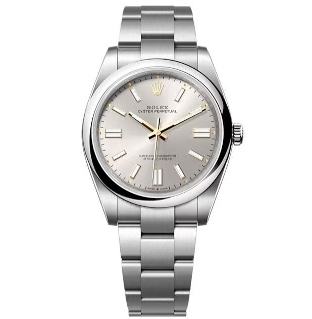 Rolex Oyster perpetual 41, Oystersteel, Silver Index Dial, 124300