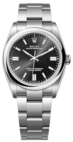 Rolex Oyster Perpetual 36, Oyster bracelet, 36 mm, Oystersteel, Bright black Dial, 126000