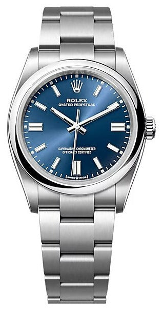 Rolex Oyster Perpetual 36, Oyster bracelet, 36 mm, Oystersteel, Bright blue Dial, 126000