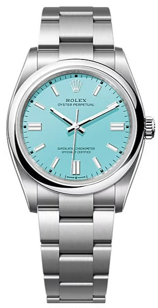 Rolex Oyster Perpetual 36, Oyster bracelet, 36 mm, Oystersteel, turquoise Blue Dial, 126000