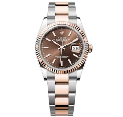Rolex datejust 36, Chocolate Dial, Oyster Bracelet, 36 mm, Oystersteel and everose gold ref. 126231