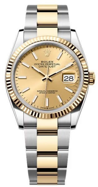 Rolex  Datejust 36, Oyster, 36 mm, Oystersteel and yellow gold features,  Champagne-colour dial, oyster bracelet, 126233
