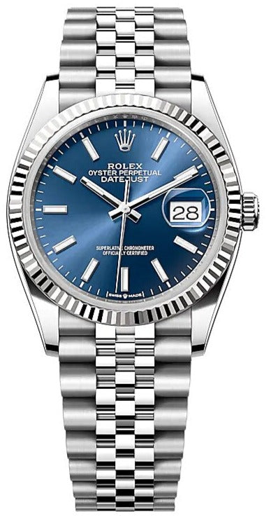 Rolex Datejust 36, Oyster, 36 mm, Oystersteel and white gold, Blue index Dial, Jubilee Bracelet, 126234