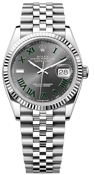Rolex Datejust 36, Oyster, 36 mm, Oystersteel and white gold, Wimbledon Dial, Jubilee Bracelet, 126234