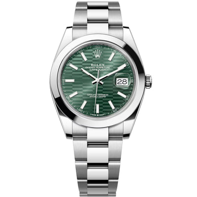 Rolex Datejust 41, Oyster, 41 mm, Oystersteel, Mint green fluted-motif Dial, Oyster Bracelet, 126300