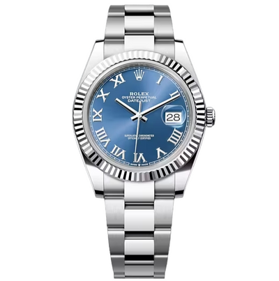 Rolex Steel and White Gold Rolesor Datejust 41 watch - Fluted Bezel - Blue Roman Dial - Oyster Bracelet - 126334