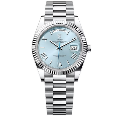 Rolex Day-Date 40, Oyster, 40mm, Platinium, Ice-Blue Dial, President Bracelet, ref 228236