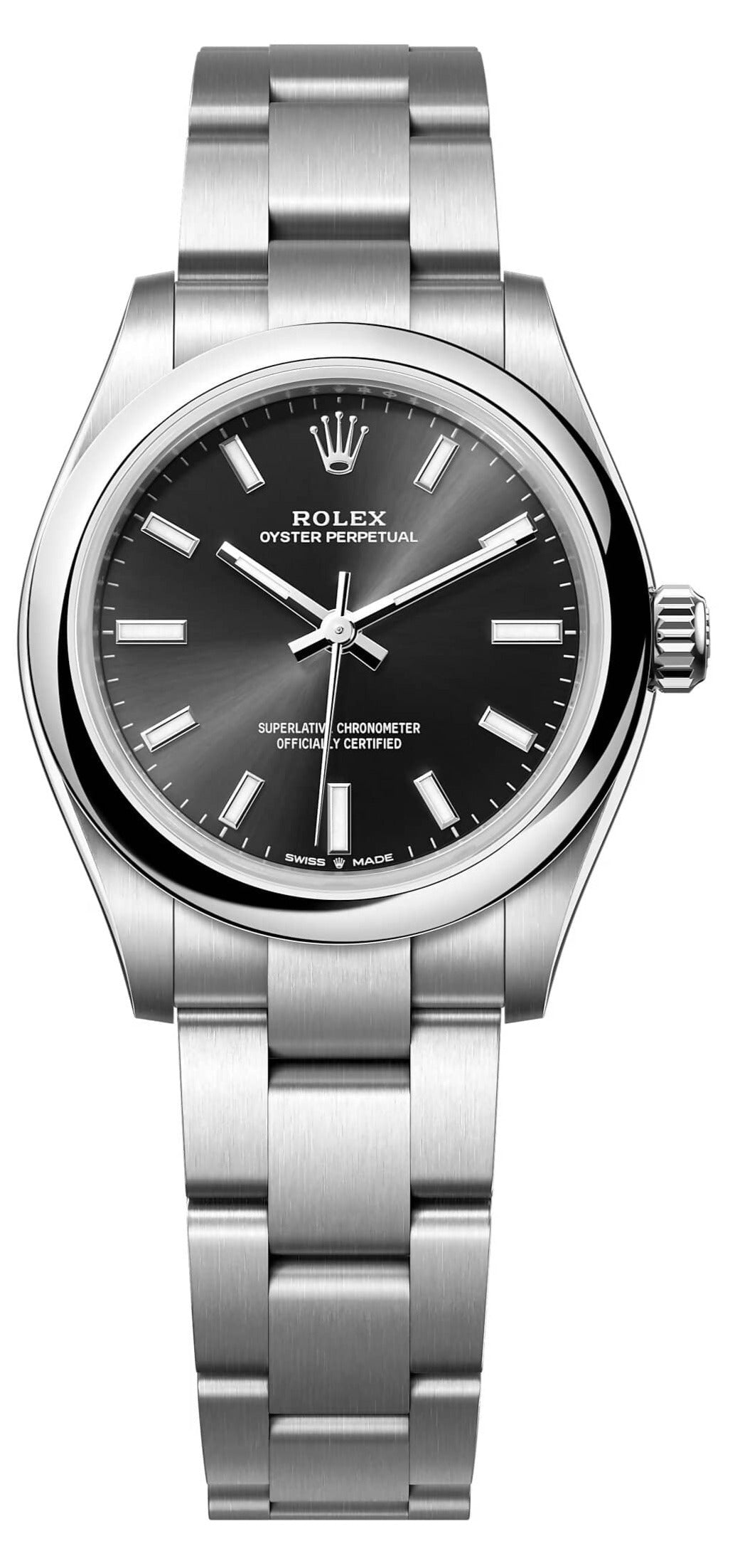 Rolex Oyster perpetual 31, Oyster, 31 mm, Oystersteel, Bright Black dial, Oyster bracelet, ref 277200