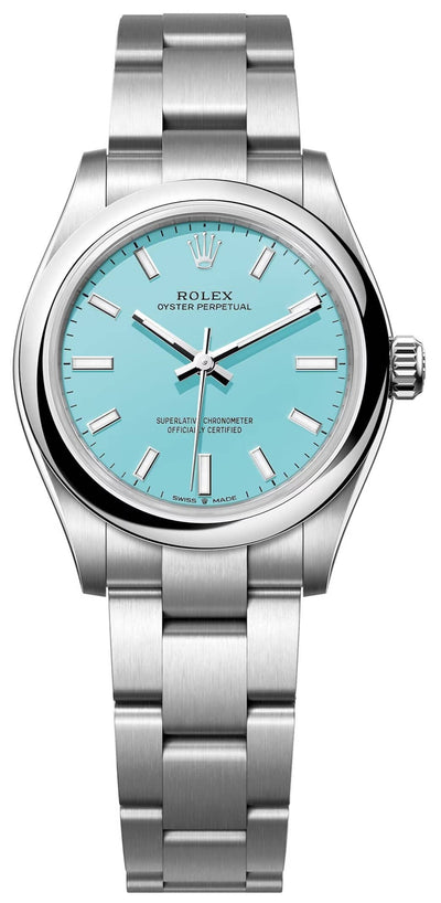 Rolex Oyster perpetual 31, Oyster, 31 mm, Oystersteel, turquoise blue dial, Oyster bracelet, ref 277200