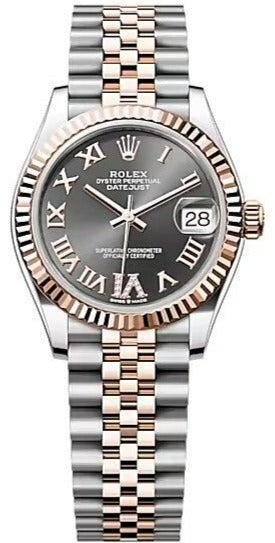 Rolex Datejust 31, Oyster, 31 mm, Oystersteel and Everose gold, Slate with diamonds Dial, Jubilee Bracelet ref. 278271