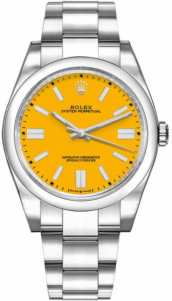 Rolex Oyster perpetual 41, Oystersteel, Yellow Dial, 124300