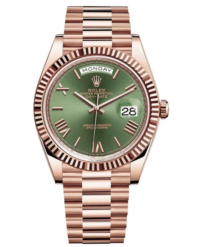 Rolex Day-Date 40 watch: 18kt everose gold - 228235 - Olive Green - 40mm NEW