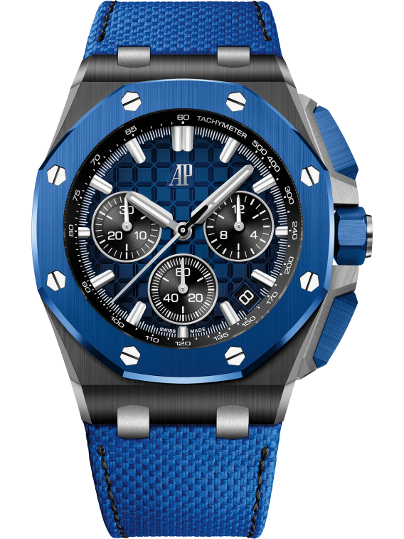 Audemars Piguet Royal Oak Offshore Selfwinding Chronograph, Smoked Blue Dial, Black ceramic case and Blue ceramic bezel, 26420CE.OO.A043VE.01