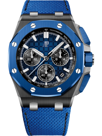 Audemars Piguet Royal Oak Offshore Selfwinding Chronograph, Smoked Blue Dial, Black ceramic case and Blue ceramic bezel, 26420CE.OO.A043VE.01