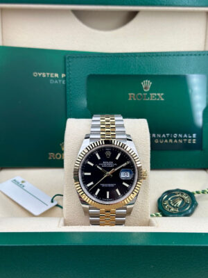 ROLEX DATEJUST 41 JUBILEE BRACELET, TWO TONE (Yellow Gold), BLACK STICK DIAL, 126333 - Image 2