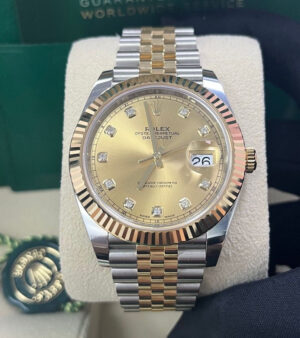 ROLEX DATEJUST 41 JUBILEE BRACELET, TWO TONE (YELLOW GOLD), CHAMPAGNE DIAMOND DIAL, 126333 - Image 2