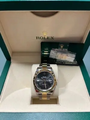 ROLEX DATEJUST 41, OYSTER BRACELET, TWO TONE (YELLOW GOLD), WIMBLEDON DIAL, 126333 PRE-OWNED - Image 2