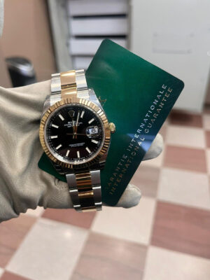 ROLEX DATEJUST 41, OYSTER BRACELET, TWO TONE (YELLOW GOLD), BLACK STICK DIAL, 126333 - Image 2