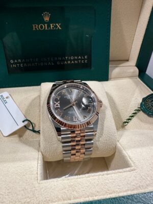 Rolex  Datejust 36, Oyster, 36 mm, Oystersteel and Everose gold features,  slate Roman diamond-set dial, jubilee bracelet, 126231 - Image 4