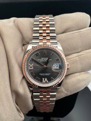 Rolex  Datejust 36, Oyster, 36 mm, Oystersteel and Everose gold features,  slate Roman diamond-set dial, jubilee bracelet, 126231 - Image 7