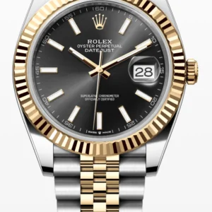 ROLEX DATEJUST 41 JUBILEE BRACELET, TWO TONE (Yellow Gold), BLACK STICK DIAL, 126333