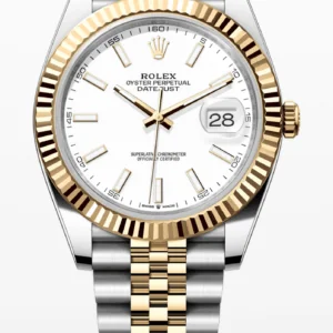 ROLEX DATEJUST 41 Jubilee Bracelet, Two tone, White Stick Dial, 126333