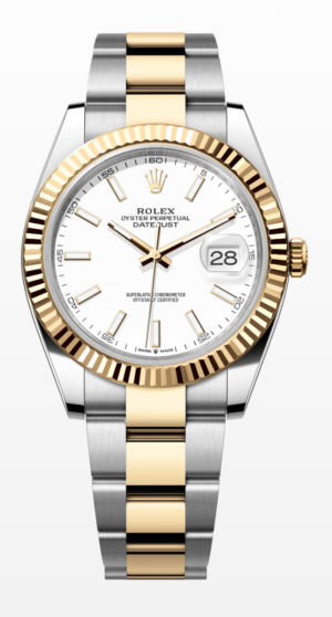 ROLEX DATEJUST 41, OYSTER BRACELET, TWO TONE (YELLOW GOLD), WHITE STICK DIAL, 126333 Regular price