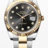 ROLEX DATEJUST 41, OYSTER BRACELET, TWO TONE (YELLOW GOLD), BLACK DIAMOND DIAL, 126333