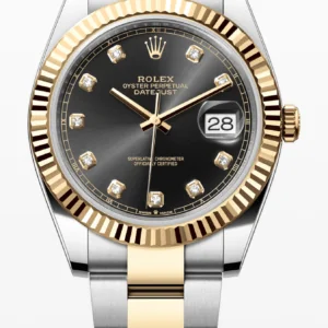 ROLEX DATEJUST 41, OYSTER BRACELET, TWO TONE (YELLOW GOLD), BLACK DIAMOND DIAL, 126333