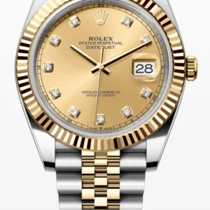 ROLEX DATEJUST 41 JUBILEE BRACELET, TWO TONE (YELLOW GOLD), CHAMPAGNE DIAMOND DIAL, 126333