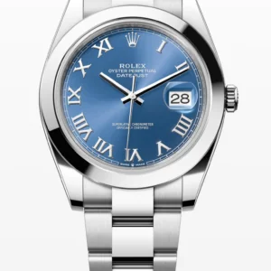 Rolex Datejust 41, Oyster Bracelet, Azzurro Blue Dial, Smooth Bezel 126300