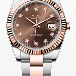 ROLEX DATEJUST 41, OYSTER, 41 MM, OYSTERSTEEL AND EVEROSE GOLD, DIAMOND CHOCOLATE DIAL, OYSTER BRACELET, REF 126331
