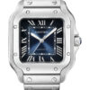 Cartier Santos, Medium, 35.1 mm, graduated blue dial, Steel bracelet, WSSA0063