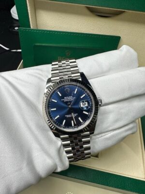 Rolex Steel and White Gold Rolesor Datejust 41 - Fluted Bezel - Blue index Dial - Jubilee Bracelet - 126334 - Image 2