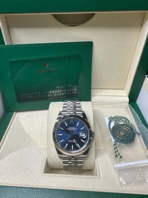 Rolex Steel and White Gold Rolesor Datejust 41 - Fluted Bezel - Blue index Dial - Jubilee Bracelet - 126334 - Image 3