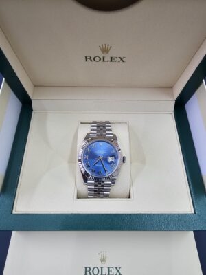 Rolex Steel and White Gold Rolesor Datejust 41 watch - Fluted Bezel - Blue Roman Dial - Jubilee Bracelet - 126334 blrj - Image 2